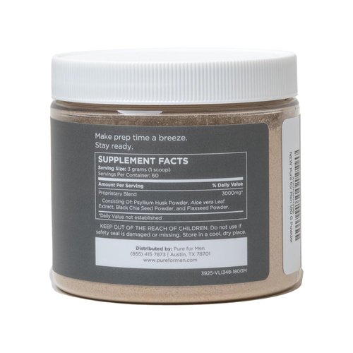 Pure for Men Original Cleanliness Stay Ready Fiber Supplement Powder | Helps Promote Digestive Regularity | Psyllium Husk, Aloe Vera, Chia Seeds, Flaxseeds | Proprietary Formula | 180 gm Vegan Blend