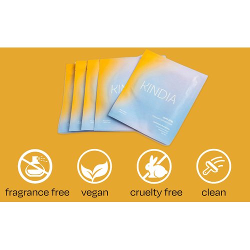 KINDIA AURA DRIP Face Mask Set - 5x Biodegradable Masks, Natural Ingredients for Hydration, Glow, and Radiance - Ayurvedic Enriched - Korean Skincare for All Skin Types