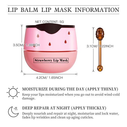 4 PCS Bee Honey Lip Balm Honey Pot, Strawberry & Bee Honey Lip Mask, Reduces Lip Lines, Hydrate & Moisturizing Lip Skin Care, Prevention Dry Cracked Lips, Bee Honey Lip Balm for Lip Repair Treatment