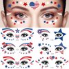 4th of July Temporary Tattoos Stickers Flag Tattoos Decals for Face Eye Makeup Sticekr Decals for Women Men 10 Sheets Patriotic Body Decals for Independence Day Party Decoration