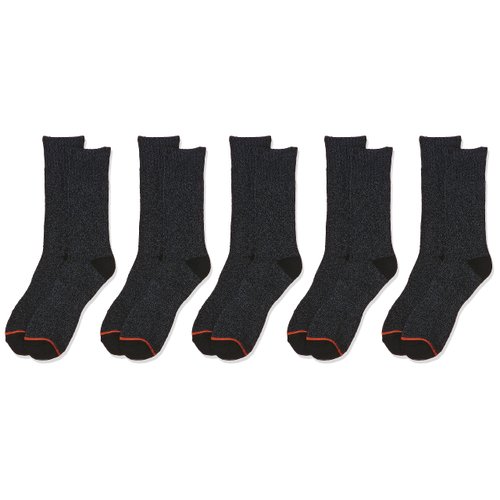 Weatherproof mens 5 Pack Thermal Crew Hiking Socks, Black, 10 13 US