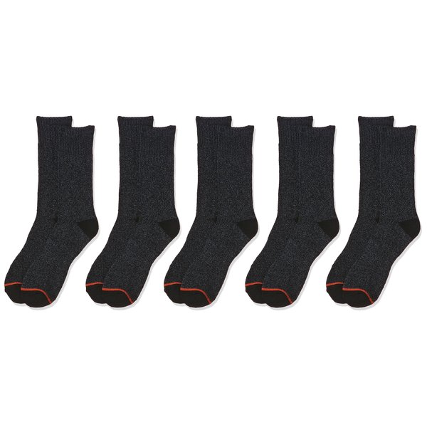 Weatherproof mens 5 Pack Thermal Crew Hiking Socks, Black, 10 13 US