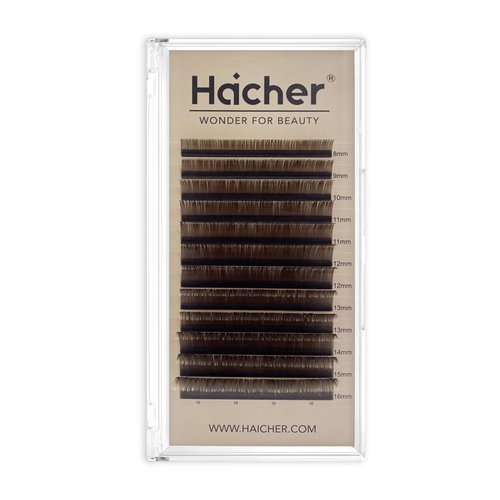 HAICHER Brown Lash Extensions 03 05 07 C D Curl 8-16mm Mixed, Colored Lash Trays for Eyelash Extension (Caramel Brown, 0.05 C 8-16mm)