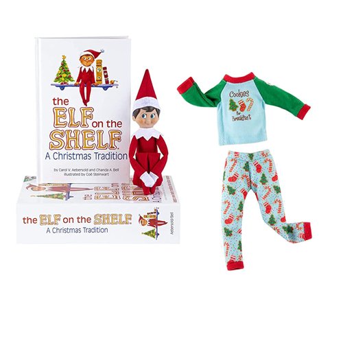 The Elf On The Shelf Christmas Tradition Box Set with Elf (Blue Eye), Story Book AND Yummy Cookies PJ's Claus Couture Accessory (Multi-Item BUNDLE)
