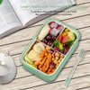 LOVINA Bento Boxes for Adults - 1100 ML Bento Lunch Box For Kids Childrens With Spoon & Fork - Durable Perfect Size for On-the-Go Meal, BPA-Free and Food-Safe Materials(Green)