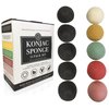 Konjac Sponge Set 10 Pack- Bulk Activated Bamboo Charcoal Facial Sponge Gentle Face Cleansing and Exfoliating Deep Turmeric, French Green, Rose and Red Clay for Face and Body by Bare Essentials Living