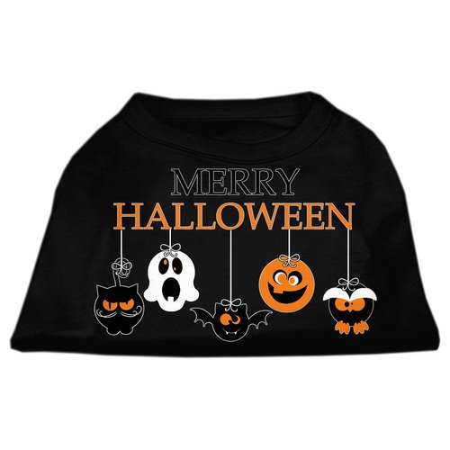 Mirage Pet Products Merry Halloween Screen Print Dog Shirt, Black, Small/Size 10