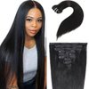 Straight Clip Ins Hair Extensions Silky Soft Real Remy Hair Clip Straight Clipins Hair Extensions for Black Women Natural Color 10A Grade Clip in Hair Weft 135g/set 16 Inches
