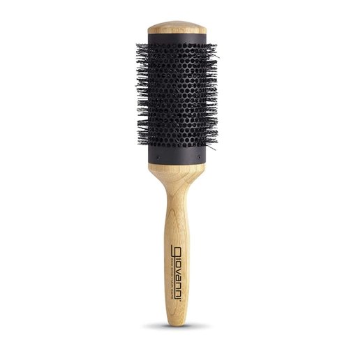 GIOVANNI 3" Round Thermal Hair Brush, Beige, Ceramic Coated Barrel with Real Bamboo Handle, Spacious Vented, for Medium to Long Hair, Fine and Thick Hair, Round Style, Unisex