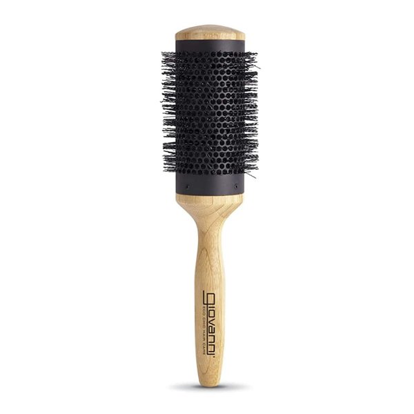 GIOVANNI 3" Round Thermal Hair Brush, Beige, Ceramic Coated Barrel with Real Bamboo Handle, Spacious Vented, for Medium to Long Hair, Fine and Thick Hair, Round Style, Unisex