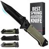 Spring Assisted Knife – Survival Tactical Knife with Black Tanto Blade – Japanese Ninja Pocket Knives & Folding Knives for Outdoor Hunting Camping Self Defense Military – Birthday Gifts for Men 6688 BG