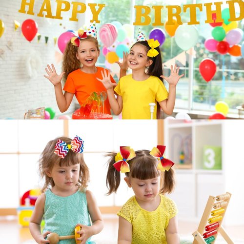 20PCS 5 Inch Hair Bows for Girls Colorful Rainbow Heart Girls Hair Bows Grosgrain Ribbon Hair Bow With Alligator Clips Hair Accessories for Little Girls Kids Teens