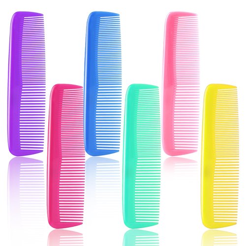 24 Pcs Mini Hair Combs for Women and Kids, 2 In 1 Portable Wide Tooth Comb Set Colorful Plastic Comb Fine Tooth Comb Fine Dressing Comb Small Comb for Travel Purse Handbag Gym (6 Colors)