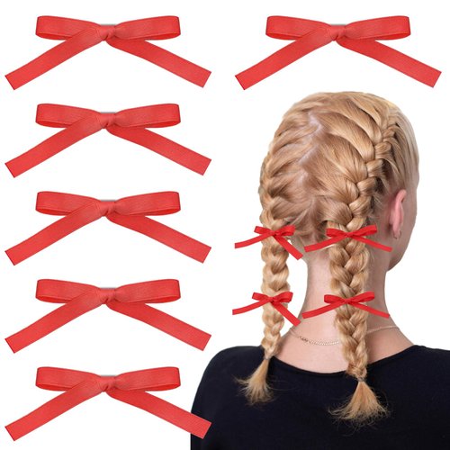 Bow Hair Clips for Women Girls, Beautiful Red Bow Hair Clips Ribbon Satin Ribbon Hair Accessories...