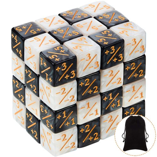 48 Pieces MTG Dice Counters Plus 1 Tokens Counter Marble D6 Bulk Dice Compatible with Magic The Gathering, Cards Gaming Accessories