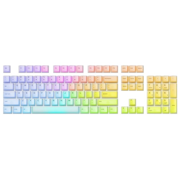 Glorious Polychroma Keycaps: Clear for RGB Shine Through for Mechanical Gaming Keyboards, 115 Keys, Translucent Cherry Profile