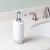 InterDesign York Ceramic Soap & Lotion Dispenser Pump, for Kitchen or Bathroom Countertops - White/Chrome