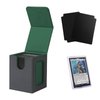Venssu MTG Deck Box for Commander Display,Card Deck Box Fits 100 Double Sleeved Cards, Deck Box TCG with 2 Dividers and 1 Toploader (Black＆Green)