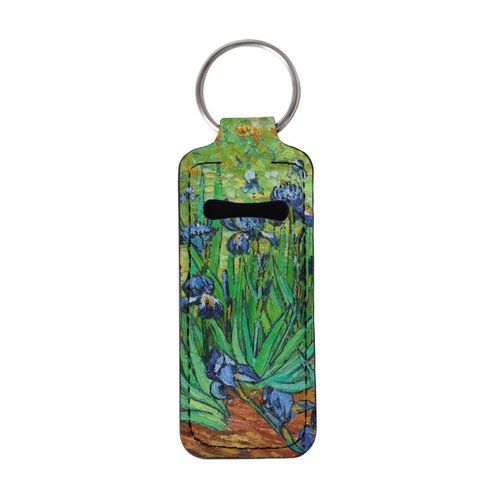 ENLACHIC Van Gogh Keychain Chapstick Holder Clip-on Lip Balm Holder Lipstick Holder Keychain for Women Girls,Van Gogh Irises