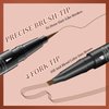 Microblading Eyebrow Pen Brow Pencil Waterproof Eyebrow Pen 2-in-1 Dual-Ended Eyebrow Pencil with 4-Fork Tip & Spoolie Brush for Long-Lasting Hairlike Eyebrow Pen, Grey