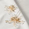 SWEETV 2 Pieces Bridal Wedding Hair Pins Flower Pearls Clips Crystal Headpiece Gold Accessories Leaf Bobby Pins Jewelry for Bridesmaids Party Piece Women and Girls