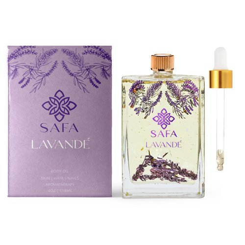 SAFA Lavandé Oil for Face, Body, Hair & Nails - English & French Lavender Essential Oil | Skin Moisturizer | After Shower Body Oil for Long Lasting Fragrance | Aromatherapy & Diffuser Oil - 4 Fl Oz