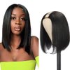 UDesire U Part Human Hair Wig Straight Bob Wig Human Hair For Black Women 10inch Brazilian Remy Hair Short Bob Human Hair Wigs Clip in U Part Wig Hair Extensions Natural Black Color