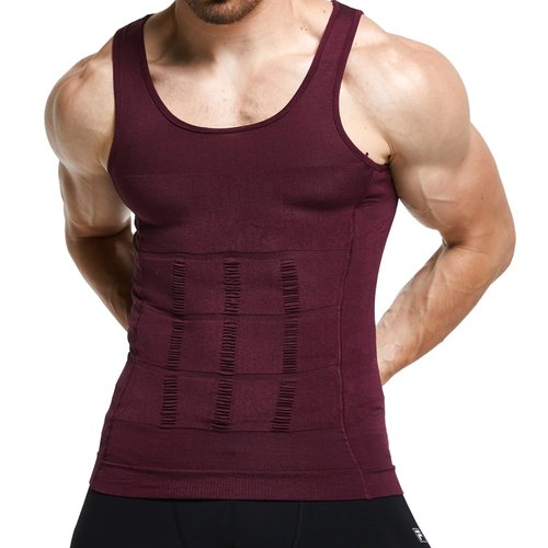 GKVK Mens Slimming Body Shaper Vest Shirt Abs Abdomen Slim, Purple, L(chest size 96cm-101cm/38inches-40inches)