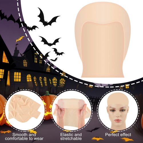 Morcheiong 2/4/8 Pieces Bald Cap for Halloween Costumes Makeup Latex Bald Head Wig Caps Bald Cosplay for Adults Women (Classic Style, 2)