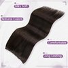 LaaVoo Beaded Weft Human Hair Extensions Darkest Brown Microbead Hair Extensions Brown EZE Weft Remy Hair Extensions Darkest Brown Beaded Weft Hair Extensions 22 Inch 50G