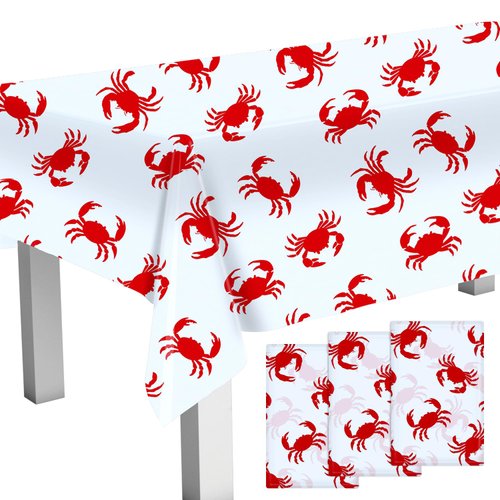 Lcnjscgo 3PCS Crab Party Tablecloths Sea Animals Party Supplies Crab Party Decorations Tablecloth...