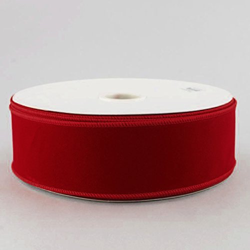 Floral Home Decor Wired Holiday Red Velvet Ribbon - 50 Yards