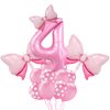 Pink Birthday Balloons, Bow Balloons Number 4 Balloons 40 Inch, 4 Balloon Number for Pink Birthday Decorations, 4th Birthday Decorations Girl