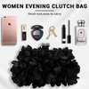 JAMBHALA Women Clutch Evening Bag Small Floral Purses with Chain for Wedding, Party, Prom，Black