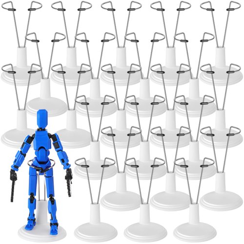 Yaocom 24 Pcs Doll Stands Adjustable Action Figure Display Stand Holder Support for 6-8 Inches Dolls, Creative Doll Storage Stand for Home Shop Birthday Party Favor for Male Female(White)