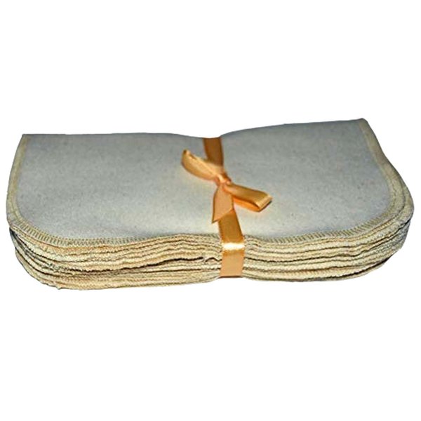 Gina's Soft Cloth Shop 1 Ply Organic Flannel Washable Baby Wipes 8 x 8 Inches 10 Pack Sewn with Matching Cotton Thread