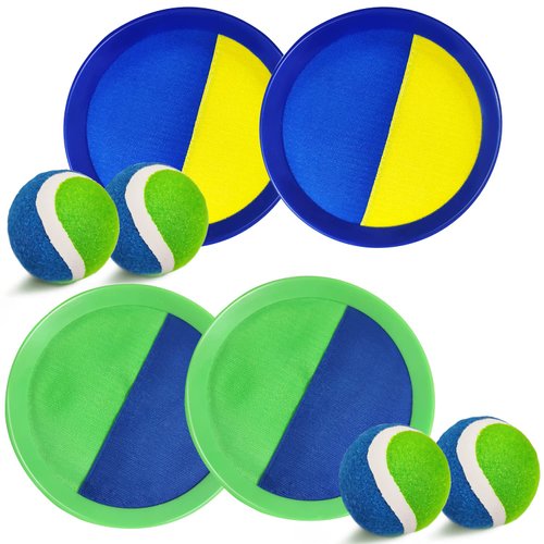 Jalunth Ball Catch Set Game Toss Paddle - Beach Toys Back Yard Outdoor Games Pool Backyard Target Throw Sticky Set Age 3 4 5 6 7 8 9 10 11 12 Years Old Boys Girls Kids Easter Gifts Green Blue 2 Pack