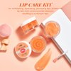 ANAI RUI Lip Care Set, Lip Scrubber Exfoliator & Lip Balm Hydrating, Lip Exfoliator Scrub and Moisturizer, Lip Sleeping Mask for Lip Lightening for Dry Chapped Dark Lips for Christmas Gifts (Peach)