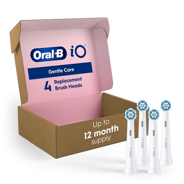 Oral-B iO Series Gentle Care Replacment Brush Head Series Electric Toothbrushes, White, 4 Count