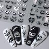 5D Embossed Halloween Nail Art Stickers Day of Death Black Lip Nail Sticker Decal Nail Art Decoration Supplies Horror Spooky Spider Evil Eye Skull Bone Halloween Self-adhesive Nail Design for Women Girls (halloween-1)