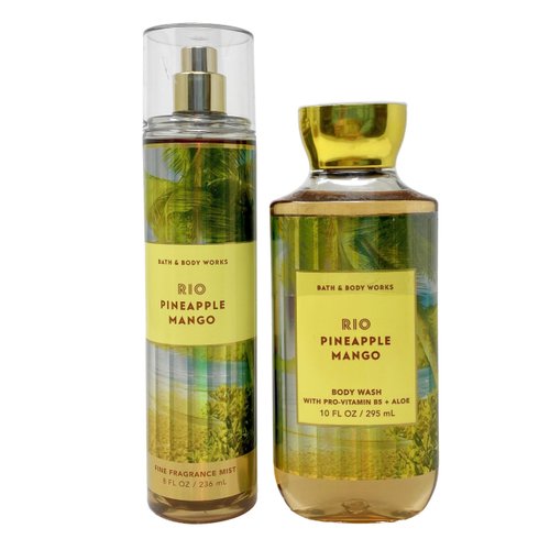 Bath and Body Work Rio Pineapple Mango - Duo Gift Set - Fragrance Mist & Body Wash