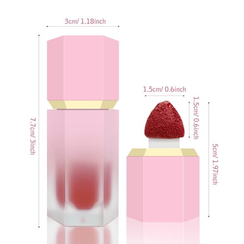 BEFIVECOK Liquid Blush for Cheeks, Soft Cream Blush with Cushion Applicator, Dewy Finish Matte Velvet Texture, High-Pigmented Blendable, Long-Wearing Blush Makeup | #01 SEDUCTIVE-Bright Red