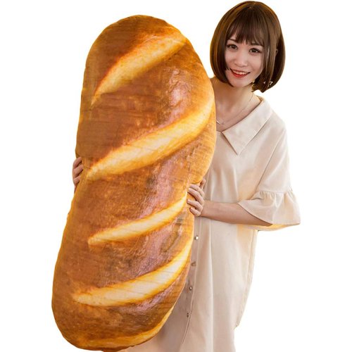3D Simulation Bread Plush Pillow,Soft Butter Toast Bread Food Pillow Lumbar Back Cushion Stuffed Toy for Home Decor (39")
