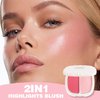 MIESCHER 2 in 1 Pearl Blush Blendable Highlights, Blush+Highlight Sea Shell Tinted Smooth Cream Blush Face Makeup for Cheek & Eye, Lightweight Highlighter Blusher Eyeshadow Palette, 01#So Shy