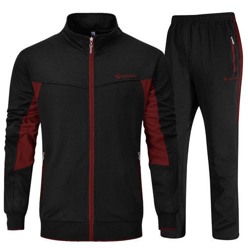 YSENTO Men's Tracksuits Set Outfits 2 Piece Jogging Suits Warm Up Running Track Sets Sweatsuits Black XL