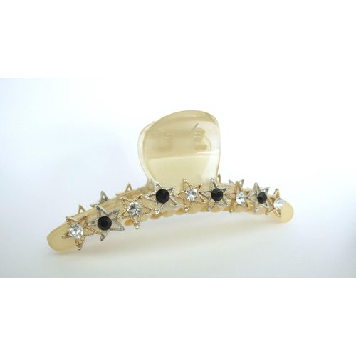 Generic Clear transparent lite golden beige crystal star hair claw clip for fine, thin