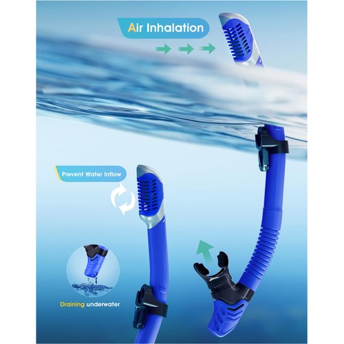 Snorkeling Gear for Adults, Kwambiri Dry-Top Snorkel Set, 183°Panoramic Wide View Diving Mask Breathing Freely Snorkel Mask for Snorkeling Scuba Diving Swimming Travel（Adults）