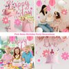 YEOCU Birthday Decorations, NO DIY, Pre-Strung Happy Birthday Banner with Honeycomb Balls, Hanging Swirls, Circle Dots Garland, Happy Birthday Party Decorations for Women Men Boys Girls (Pink)