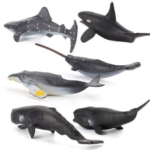 Fantarea 6 PCS Realistic Mini Sea Marine Animal Figures Ocean Creatures Action Models Figurine Whale Ornament Education Cognitive Toy for Boys Girls Kid