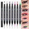 evpct 7Pcs Colored Winged Eyeliners Face Stamp Set, Black Brown Purple Blue Red Pink Green Stamps Eyeliner, Star Flowers Heart Moon Triangle Lightning Butterfly Colorful Eye Liners Stamp Makeup Kit 01
